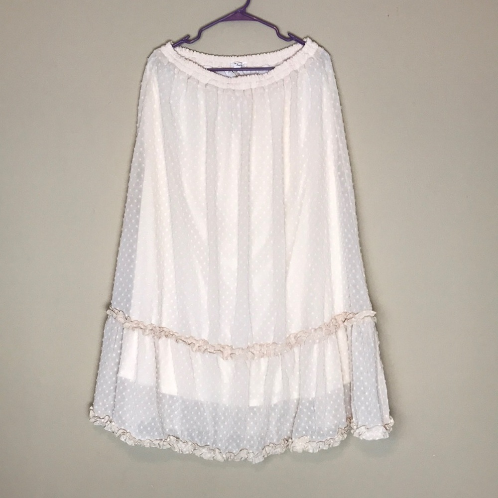 Blu Pepper maxi overlay skirt large Swiss dots